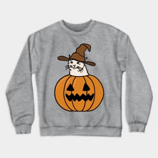 Crying Cat Meme In a Halloween Pumpkin Crewneck Sweatshirt